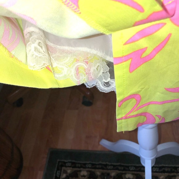 TRINA TURK SIZE 8 PINK & YELLOW TROPICAL PRINT STRAPLESS DRESS FULLY LINED - Picture 4 of 5